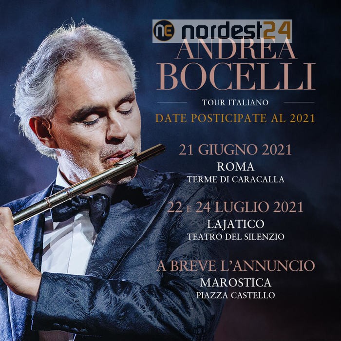 Bocelli, rinviati al 2021 tre grandi eventi italiani