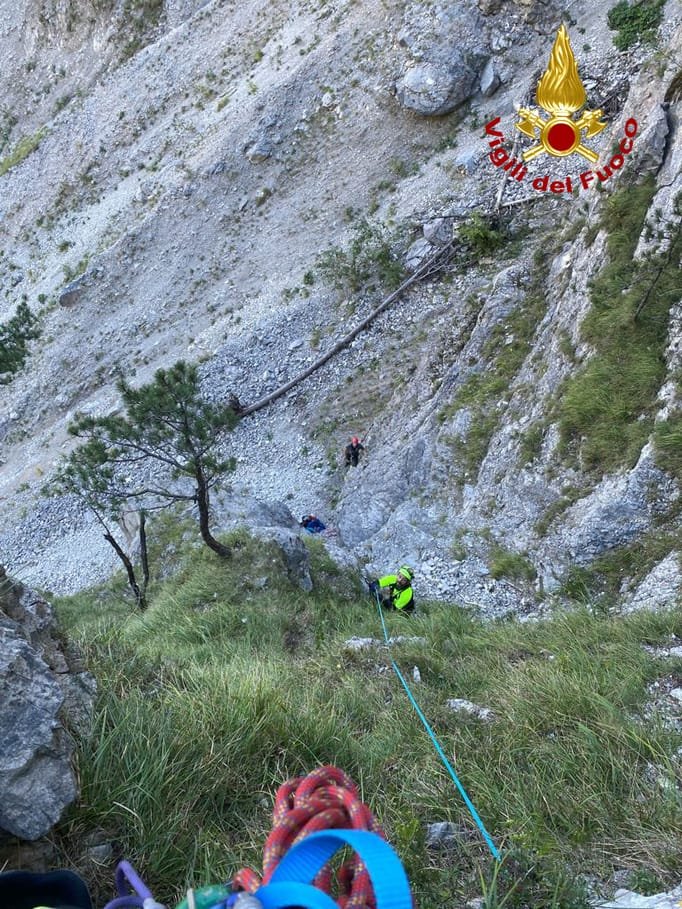 cane bloccato su una sporgenza a piu di 30 metri d altezza salvato argo nordest24