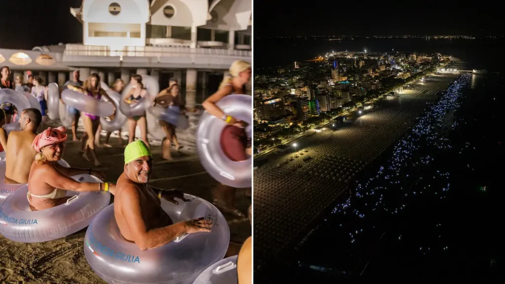 Record Night: 1705 luci accendono la notte a Lignano Sabbiadoro col bagno da Guinness dei Primati