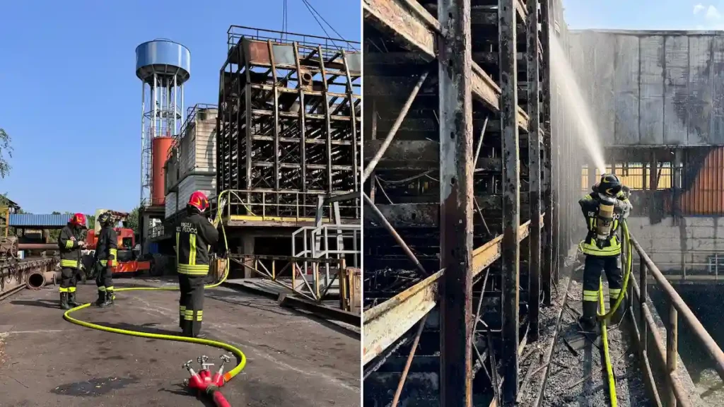 incendio alle Acciaierie Venete