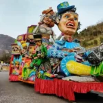 foto di un carro allegorico dell’edizione 2024 del Carnevale di Tarzo.