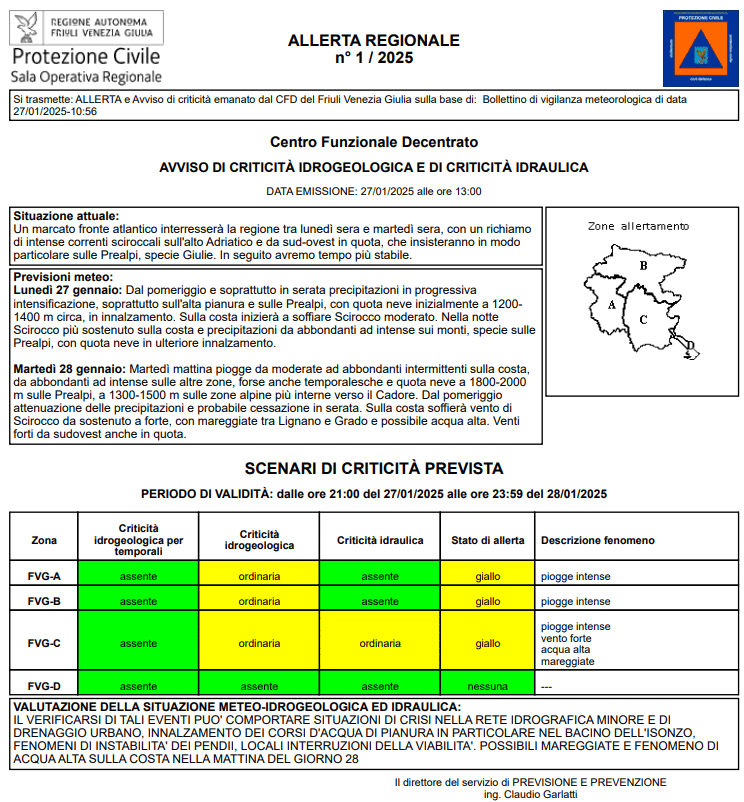 Maltempo in arrivo