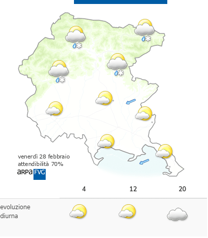 Previsioni dettagliate per il Friuli Venezia Giulia