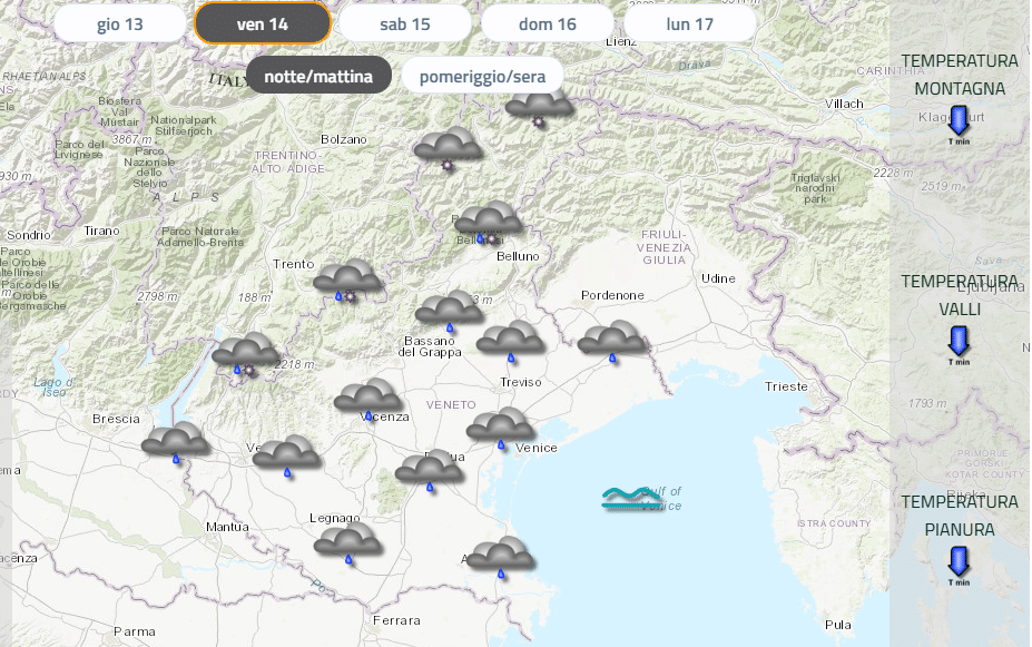 Arriva il vento forte: scatta l'allerta meteo in Veneto per il 14 febbraio 2025