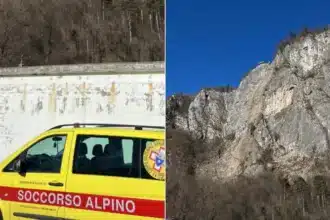 Frana sulla ferrata a Villa Santina