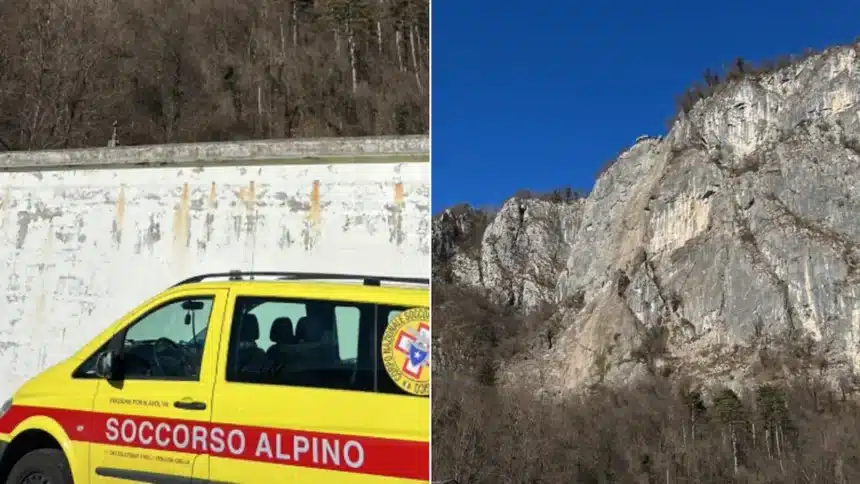 Frana sulla ferrata a Villa Santina