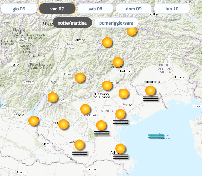 Previsioni per il Veneto